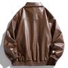 Men's Lapel Leather Jacket Men's Spring and Autumn American Versatile Zipper Pu Leather Jacket Jacket