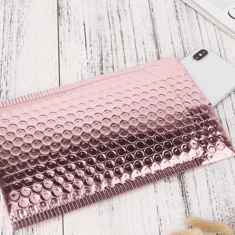Пузырчатый конверт из алюминиевой фольги с покрытием Rose Gold: Ударопрочная упаковка для одежды и косметики