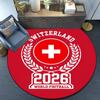 Switzerland World Cup Round Rug for Livingroom,Bedroom, Palyroom, Chair Rug, Area rug, Circle Carpet, Fan Christmas gift