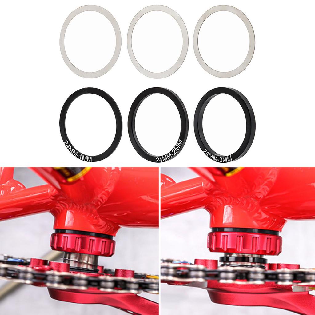 6lots Good Quality Aluminum Bottom Bracket Spacers Bicycles Crank Washers for Enhancing Cycling Performances