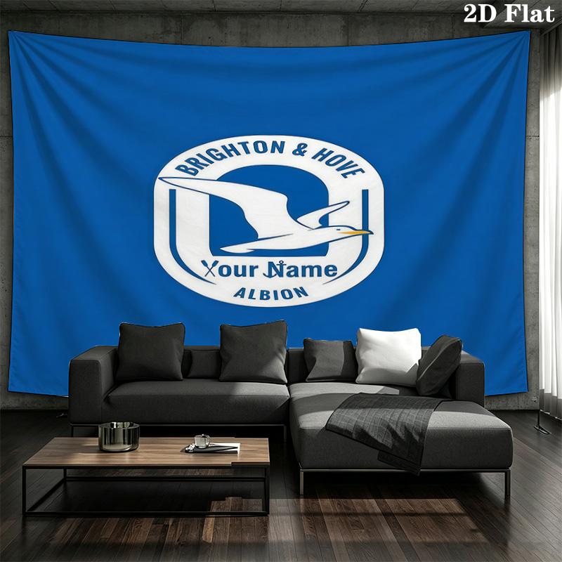 Brighton Hove Albion Custom Name Wall Tapestry Aesthetic Wall Hanging Printed Fabric Blanket Decorative Tapestries for Bedroom Living Room Home Decor