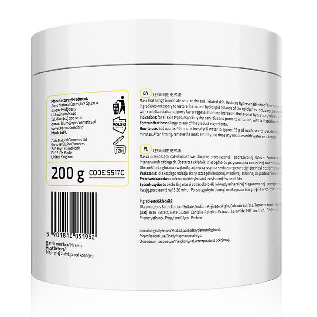Apis Ceramide Repair Kojąca Maska Algowa Z Ceramidami I Beta Glukanem 200 G