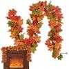 Fall Artificial Maple Garland Red Orange Hanging Vine for Autumn Thanksgiving Front Door Table Decoration