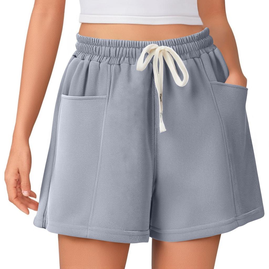 Женские летние однотонные спортивные шорты с высокой талией и завязками на завязках, удобные повседневные шорты