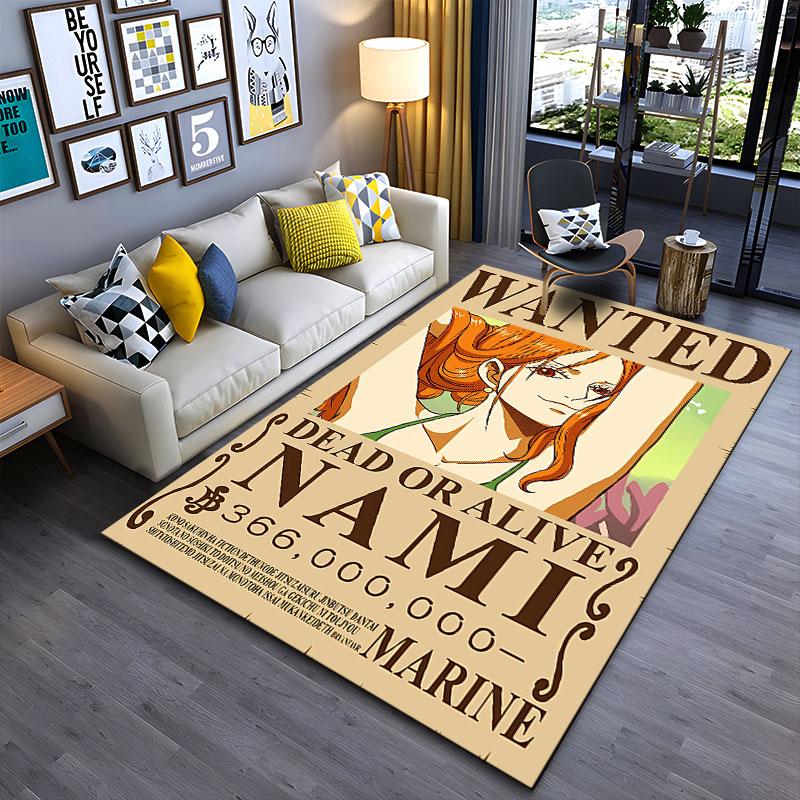 Wanted Poster Anime Style Carpet suitable as a non-slip mat for the living room or bedroom sofa