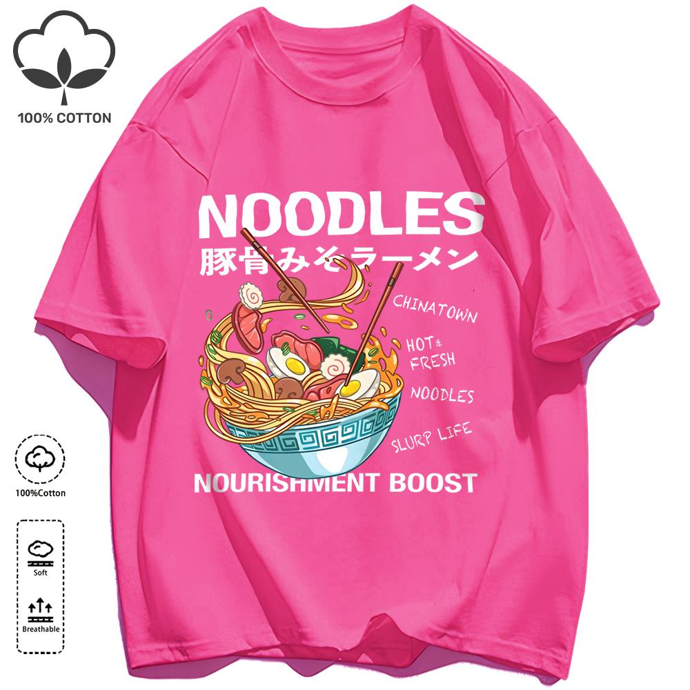Delicious Pork Bone Lamian Noodles Unisex Retro T-Shirts Casual Cotton Tee O-Neck Fashion T-Shirt Loose Unisex Summer Basics Top