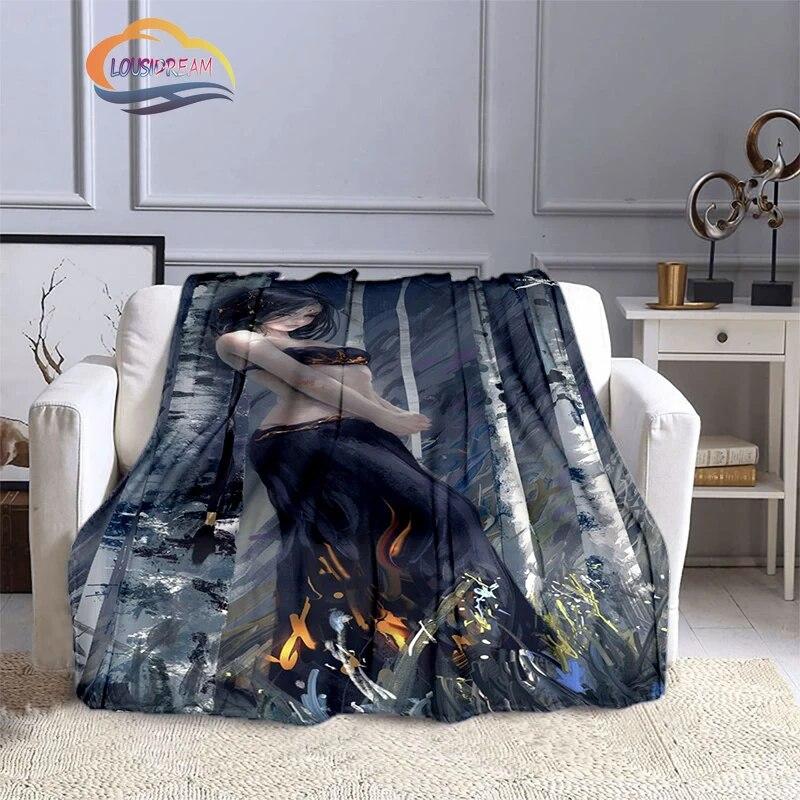 Ghost Blade Blanket 3D Printing Sexy   by Wolp Flannel Cashmere Blanket Girl Gift Beautiful Cartoon Girl