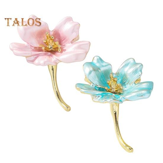 Women Brooch Dripping Oil Flower Cherry Blossom Anti-slip Wear-resistant Suit Coat Collar Hat Scarf Decoration Clothes Pin Prom Party Garment Jewelry