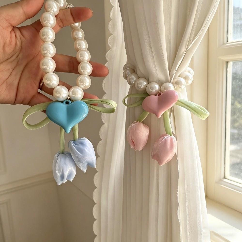 Beautifully Tulip Gauze Curtain Tie Decorative Heart Curtain Binding Living Room