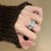 Light Luxury High-End Medieval Explosive Big Round Diamond Ring Inlaid With Zircon Exquisite Niche Stacking Wearing Versatile Index Finger Ring