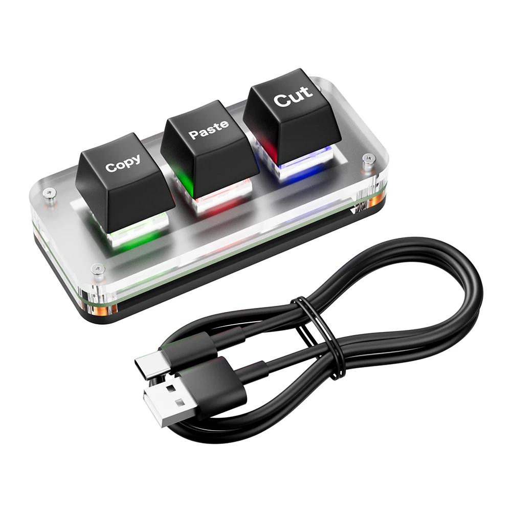 RGB Ctrl XCV Сочетание клавиш Одноручная клавиатура с 3 клавишами и макросами Игровая клавиатура USB Type-C для бухгалтерских работ или ритм-игр