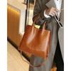 Light Luxury Retro Leather Women's Bag Autumn and Winter New Top Layer Vegetable Tanned Leather Large Capacity Tote Bag Women's Shoulder Bag