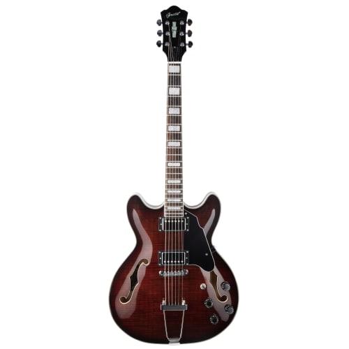 NEW GROTE 335 Style Jazz Electric Guitar, Semi-Hollow Body (Brown)