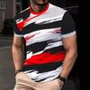 Summer Classic 3d Men's T-shirt Outdoor Round Neck Short Sleeve Top Stripe Print Street Loose T-Shirt Male Oversized Clothing