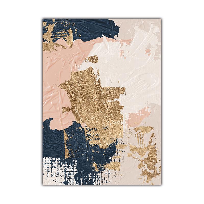 Синий Розовый Золотой Современная Абстрактная HD Ручная Роспись Маслом Печать На Холсте Картина Плакат Для Скандинавского Настенного Искусства Домашний Декор Комнаты