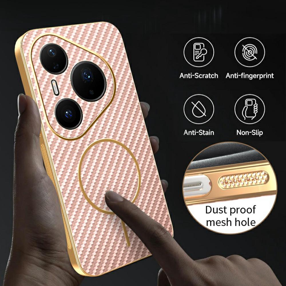 For Huawei Pura 80 Pro/80 Pro+ Phone Case Carbon Fiber Textured Electroplated TPU Back Cover
