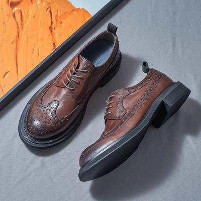 Кожаные дышащие туфли Brock Carved Retro для мужчин, повседневные туфли, свадебные туфли для жениха, британские деловые туфли из кожи
