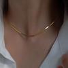 Женское минималистичное золотое плоское колье-цепочка "Змеиная кость"