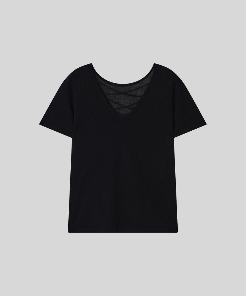 OCCUR Two-Way Cool Viscose V-Neck Short Sleeve Knit, Black