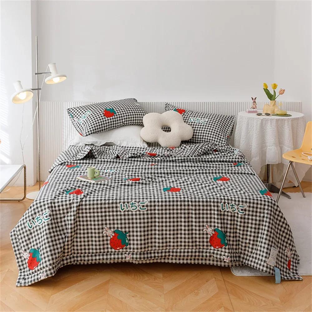 Svetanya Cartoon Pastoral Summer Air Conditioning Quilt Stitching Throws Blanket Cotton Twin Queen Size (no Pillowcase)