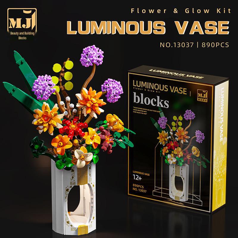 Building Block Flower Bouquet - Decorative Simulated Floral Gift for Girls