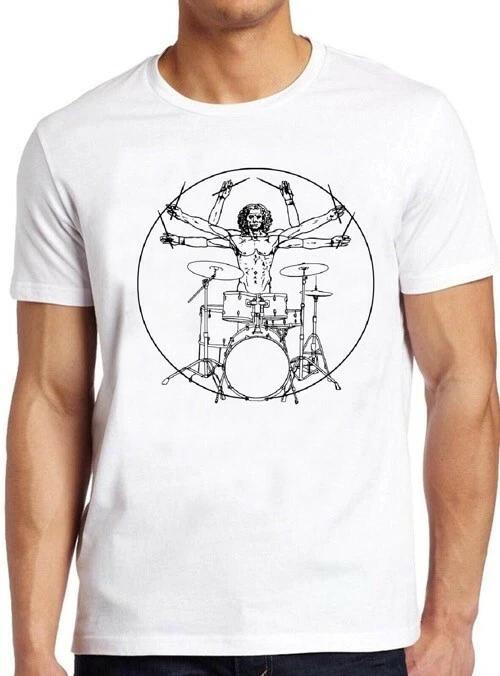 Drums Da Vinci Drums Set Vitruvian Vintage Retro Cool Tee T Shirt M46