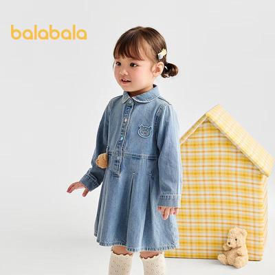 Джинсовое платье А-силуэта Balabala для девочек, Осень 2025
