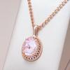 Pink Zircon Women Pendant Necklace Golden Braided Chain Luxury Costume Jewelry