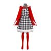 Рождественский костюм для женщин девочек клетчатое платье с красной бархатной накидкой чулки перчатки набор костюм рождественского эльфа для косплея