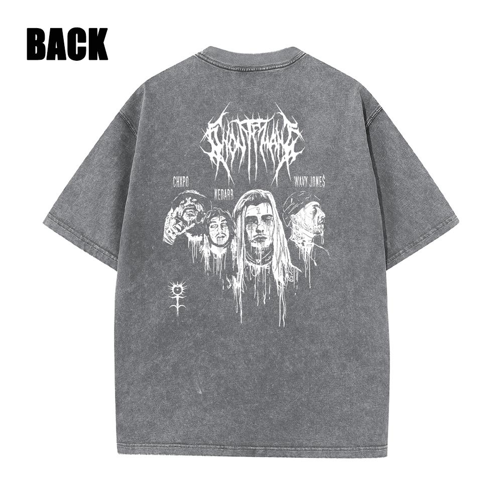 Y2k Men Washed Vintage Tshirt Black Streetwear Skull Graphic Print T Shirt Harajuku Tshirt Summer Short-sleeve Tees