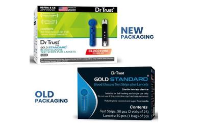 Тест-полоски для определения уровня глюкозы в крови по золотому стандарту Dr Trust USA Plus Lancet-50 Strips(черный) | СДЕЛАНО В США