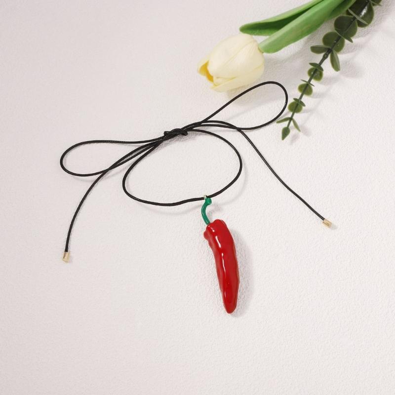 Multipurpose Spicy Peppers Pendant Necklace Sturdy Resin Crafted Portable Fashion Accessory for Trendy Women Ladies