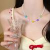 Циркон капля масло цветной цветок жемчужное ожерелье легкая роскошь ниша универсальная цепочка на ключицу милое свежее ожерелье с темпераментом женщины