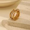 18k Gold Three-Layer Copper Zircon Ring - Non-fading Hip-hop Style Niche Jewelry