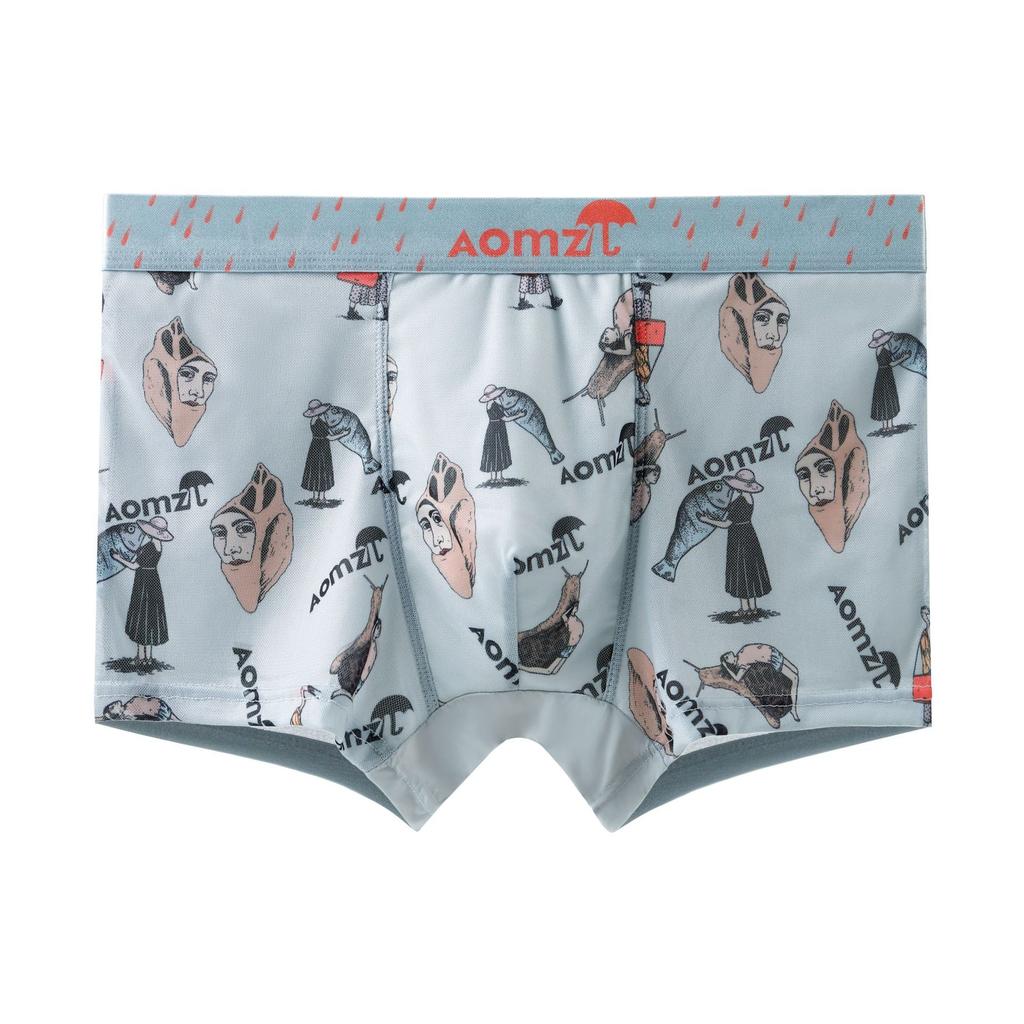 Мужские трусы-боксеры с сетчатым принтом, мужские летние прохладные дышащие четырехугольные короткие трусы-боксеры с головкой