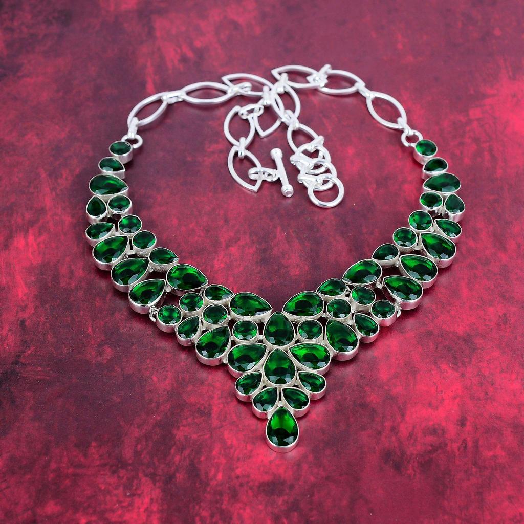 Chrome Diopside Necklace, 925 Solid Sterling Silver Gemstone Jewelry, Handmade Necklace For Thanksgiving