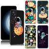 Cartoon Cute Astronaut Black Phone Case For Xiaomi Redmi 7A 8A 9A 10A 11A 9C 10C 12C 13C 11 Prime A1 A2 Plus 12 4G Note 9T 12R