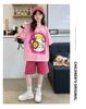 Girls' shorts set, summer new style, children's wear, summer wear, sports girl, big girl, stylish summer style, short sleeved two-piece set