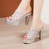 Fashion Women High Heels Summer Slippers Woman Open Toe Block Heel Platform Shoes Women Shoes 32-43 Women Pumps Sandals