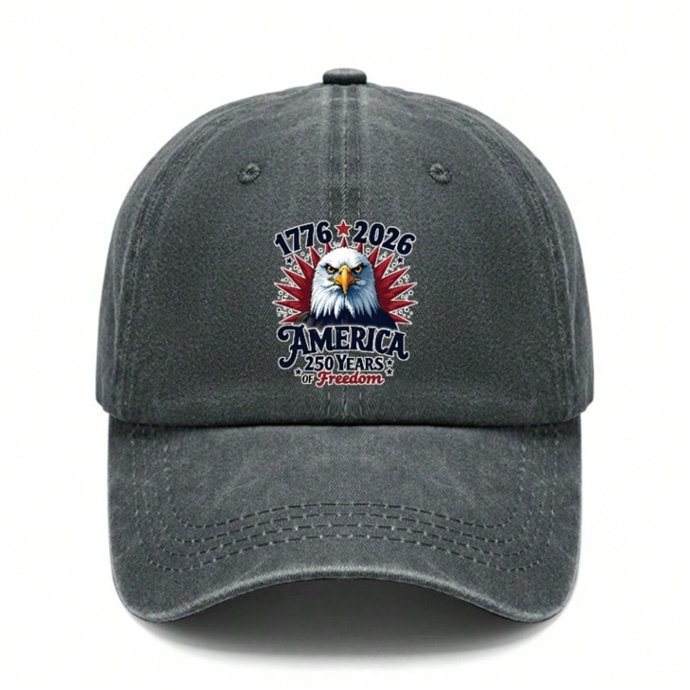 Patriotic Baseball Cap - 250Th Anniversary USA Patriotic Eagle Print Polyester Adjustable Breathable Lightweight Curved Brim Sun Protection Casual
