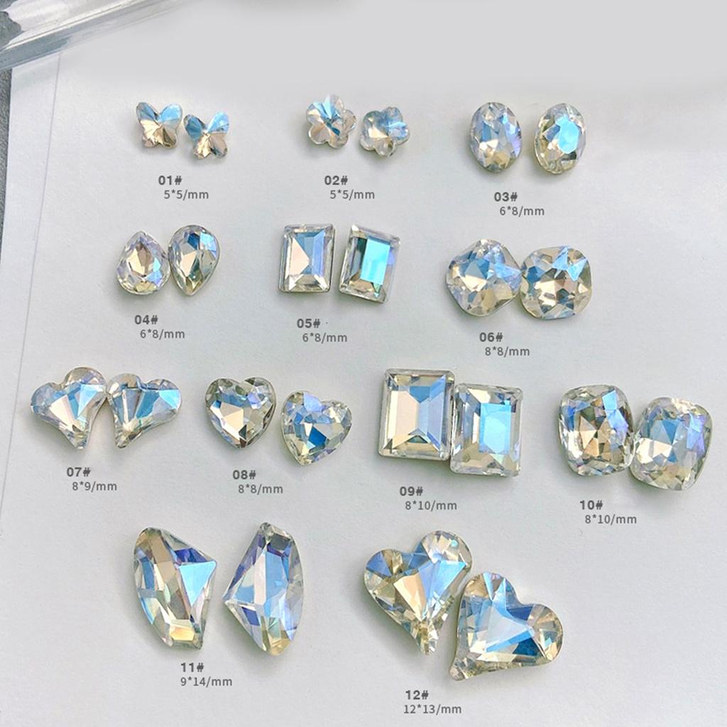 10x Heart Nail Charms Butterfly Nail Art Charms Waterdrop Nail Rhinestones Charms DIY Nail Supplies Manicure Accessories