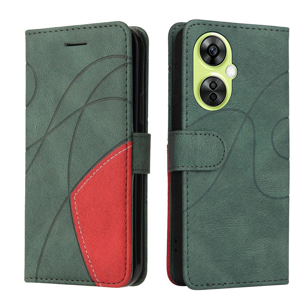 Для OnePlus Nord N10 5G, Nord N100, Nord CE 5G, Nord 2T... Линейный узор, стиль сращивания, дизайн из искусственной кожи, откидная подставка, кошелек, сумка для телефона, чехол с картой