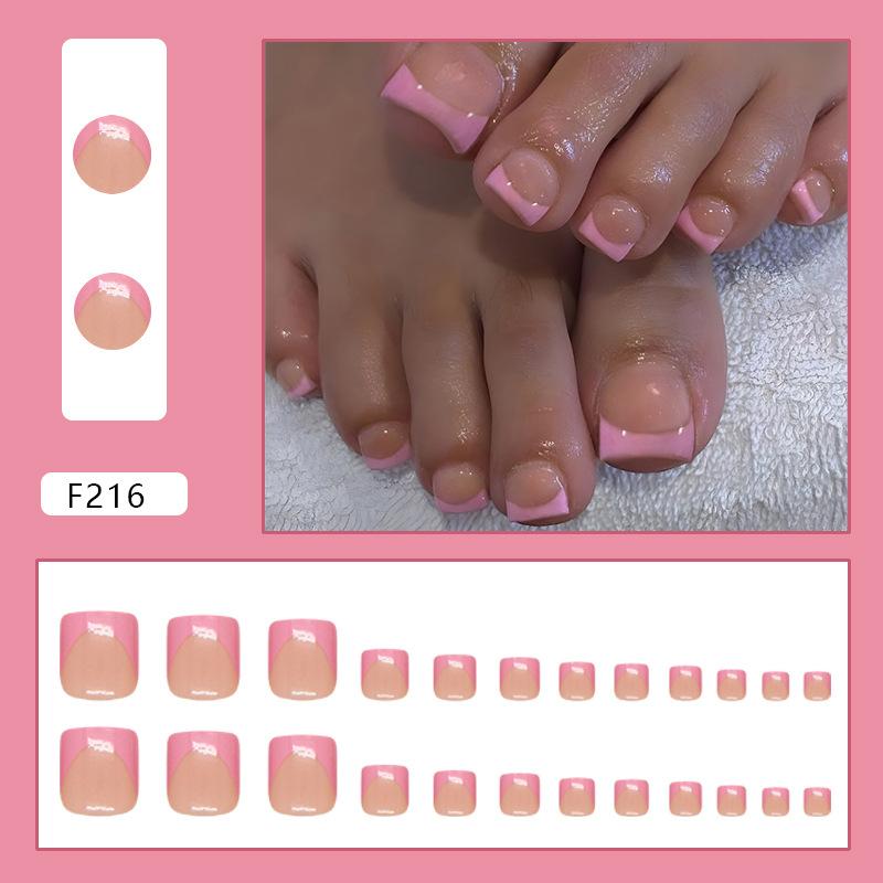 Sweet honey powder French temperament simple fashion white ins wind removable toenail manicure 24 pieces