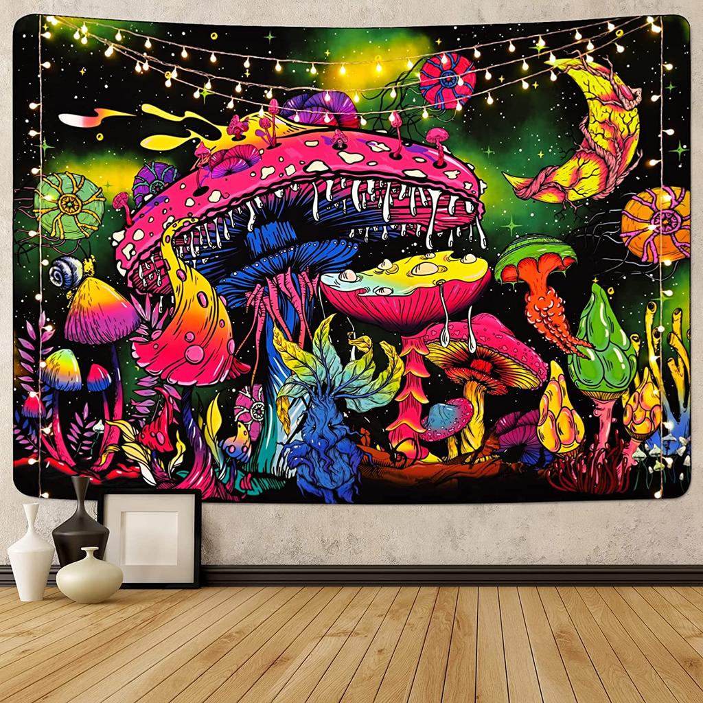 Hippie Mushroom Tapestry Psychedelic Eyes Tapestries Trippy Sea Peacock Bohemian Wall Hanging Decor Abstract Ocean Beach Towel