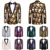 Mens Suit Luxury Elegant Gold Flower Tuxedo Gilet Coat Regular Fit