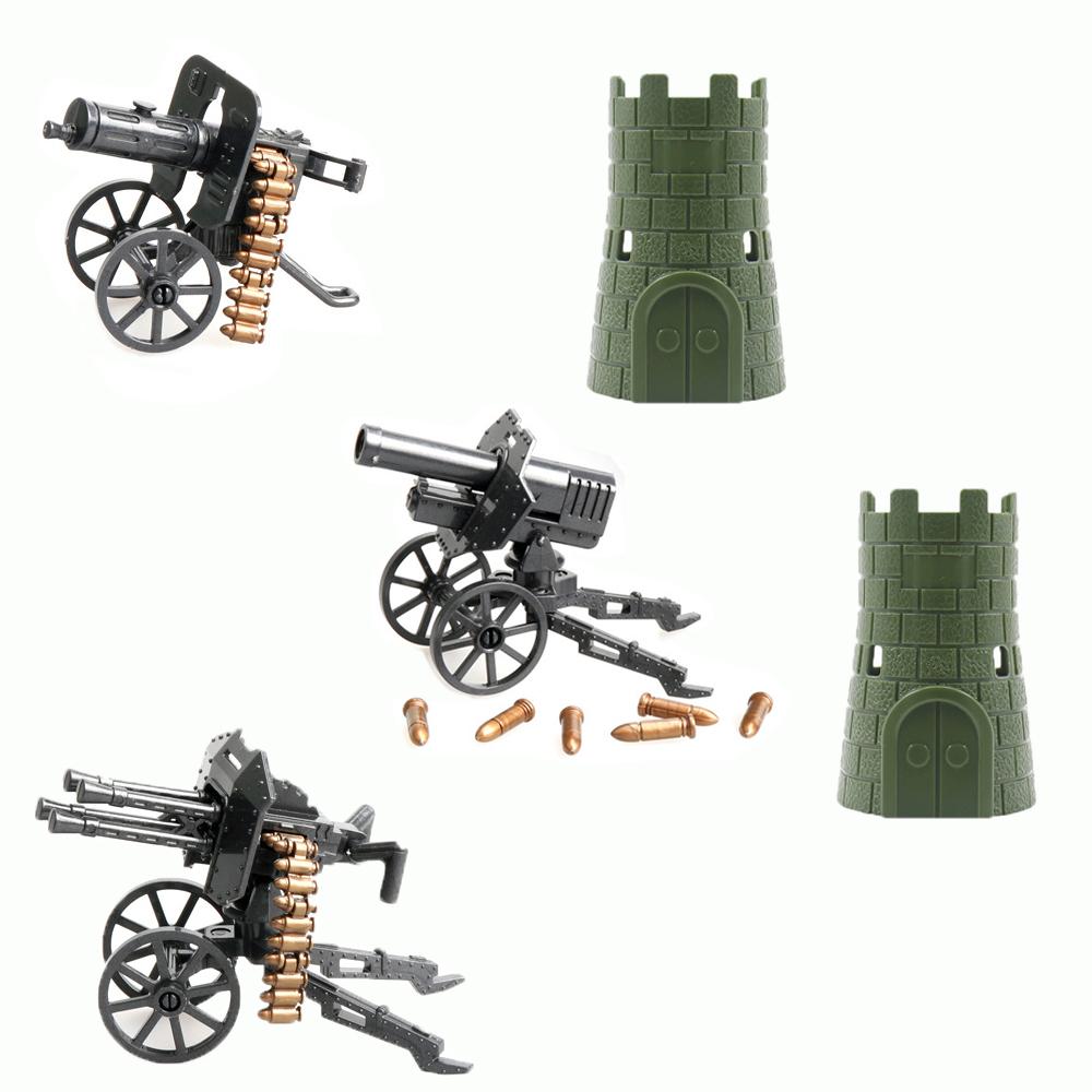 Военный Армейский Набор MOC – Блокгауз с Зенитным Орудием WWII Модели из Кубиков для Коллекционеров Военных Игрушек