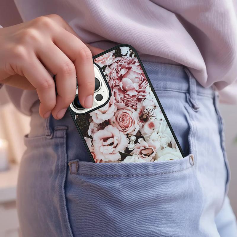 Чехол для телефона с темным цветочным узором и розами для iPhone 17 Air 15 16e 14 13 Pro Max Coque 12 11 Pro Max PLUS