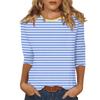 Women's Summer T-Shirts Fashion Casual Everyday Versatile O-Neck Tops Striped Print Tops Plus Size