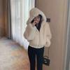 Fur Fur High Waist Short Coat Women's Autumn and Winter New Small Thickened Sweater Hooded Light