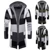 Men's Hooded Solid Knit Patchwork Coat Jacket Cardigan Long Sleeve Tops Blouse